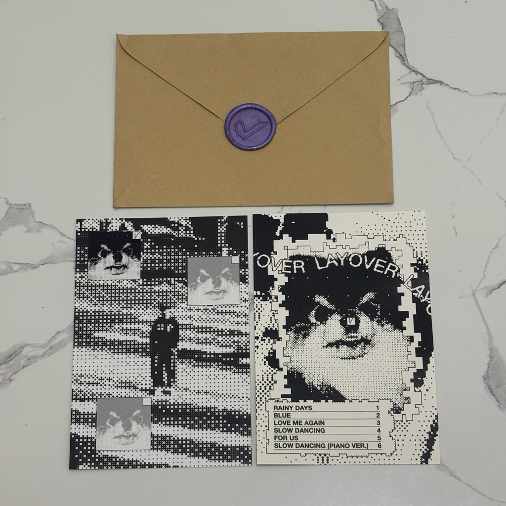 BTS TAEHYUNG LAYOVER BROADCAST โปสการ์ดหายาก NAMJOON SEOKJIN YOONGI JHOPE JIMIN TAEHYUNG JUNGKOOK