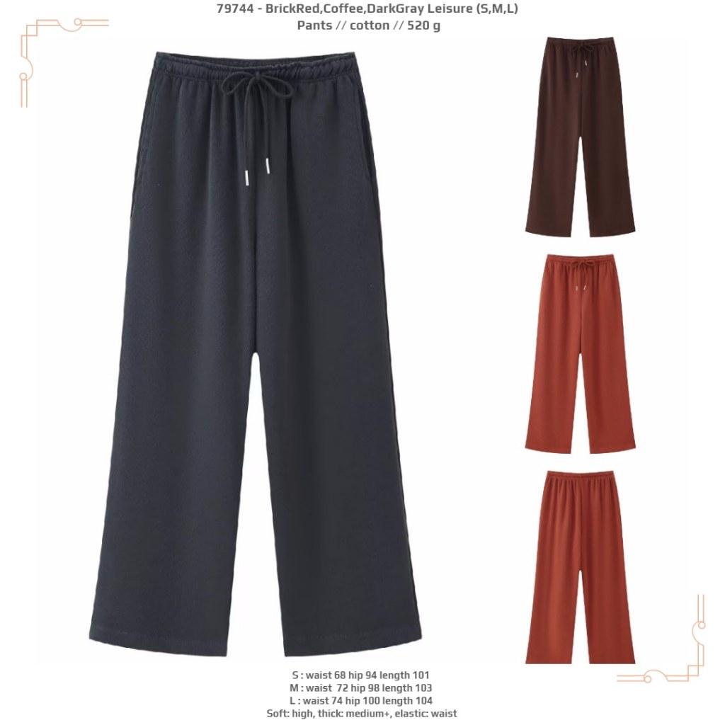 LOL44 - BrickRed/COFFEE/DARGRAY Leisure (S,M,L) - กางเกง 2602