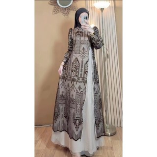 Raya Dress Tile  mix Burkat tali samping kanan dan kiri Burkat depan Saja