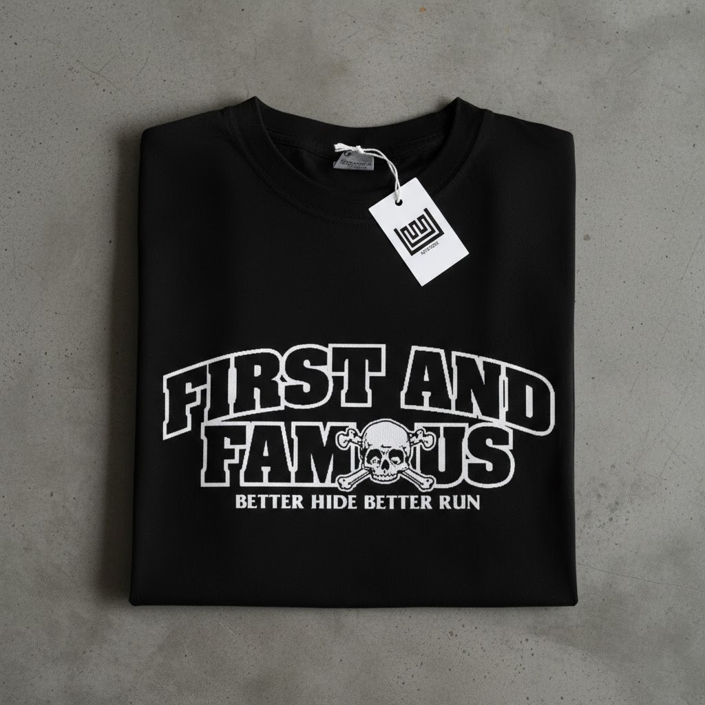 เสื้อยืดเล่มแรกและดัง - Skull "ดีกว่า Hide Better Run" - สีดํา 24s