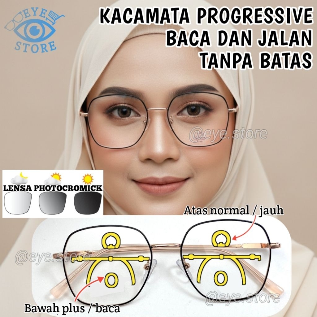 PROGRESSIVE GLASSES สําหรับผู้หญิง FREAM 2885 PROGRESSIVE LENS WITH LIMITS สําหรับเดินและการอ่านอายุ