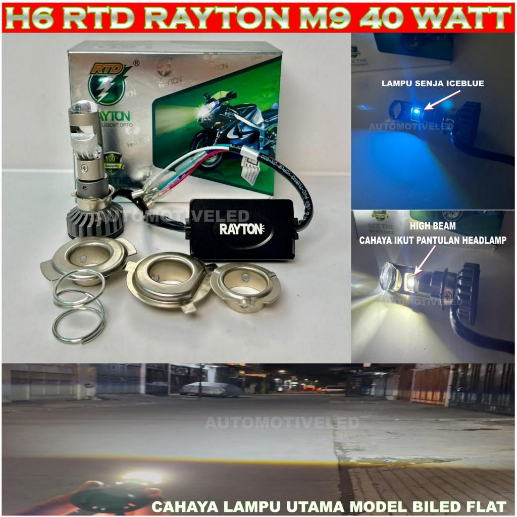RAYTON ไฟหน้ารถจักรยานยนต์ LED M9 40W Universal H6 H4 H7 40W LED COB พัดลมรับประกัน 1 ปี