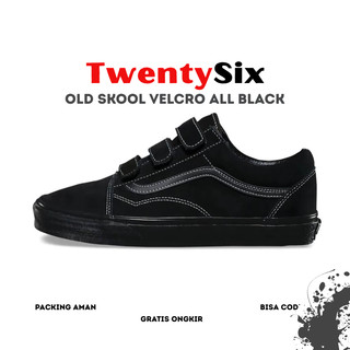 SEPATU CLASSIC PRIA CASUAL VELCRO ALL BLACK READY SIZE 36 - 44 By Twentysix