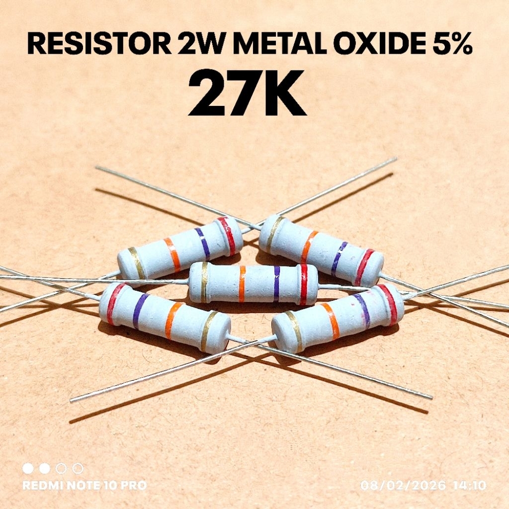 (5 ชิ้น) 2W 2WATT 27K 27K KILO CF 5% ROHS RESISTORS