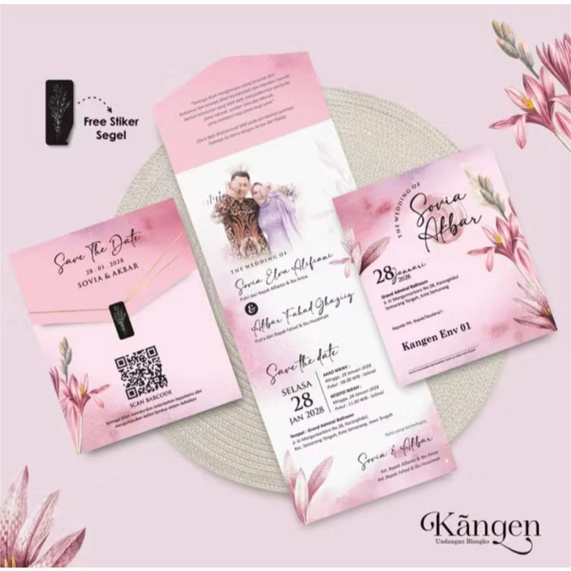 คําเชิญงานแต่งงานกึ่งซองจดหมายสีเต็มไร้ขอบ BC Gramature 150 Love Envelope Teknos