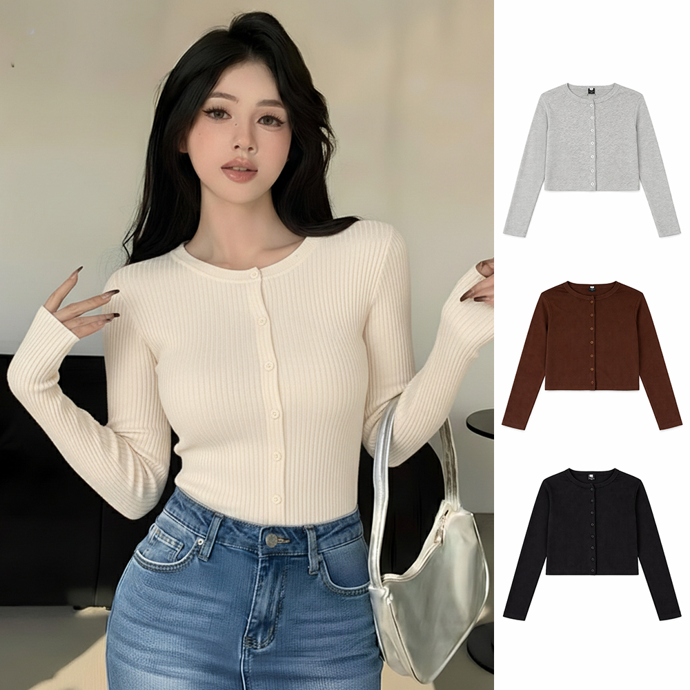 PLATINUM WORLD เสื้อถักผู้หญิงเสื้อถักพรีเมี่ยมด้านบนเกาหลีสําหรับผู้หญิงแขนยาวขั้นพื้นฐานสลิมฟิตและ