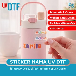 DSPRINTING - Sticker UV DTF 24pcs Free Custom Nama Label Perabotan Makan, Tumblr, Kotak Bekal Tahan Air