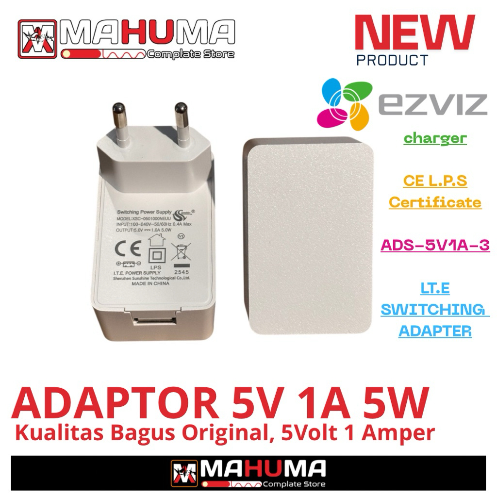 EZVIZ CHARGER ADAPTER POWER SUPPLY PSU สําหรับ EZVIZ 5V 5 VOLT 1A 1 CAMPER ORIGINAL CAN ALSO BE USED