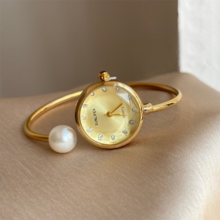 Jam Tangan Wanita Quartz Dengan Sub-Dial Kecil Bergaya Retro Mutiara Minimalis Berdesain Korea