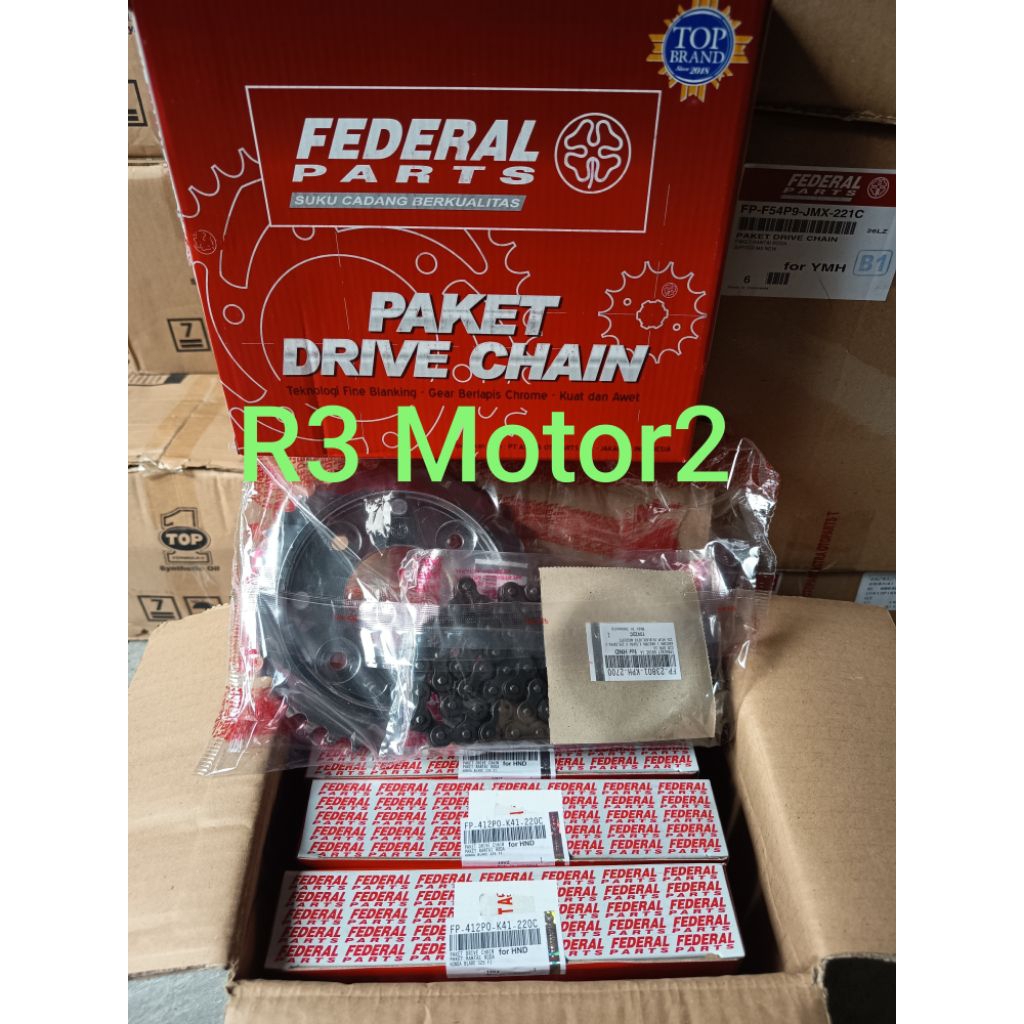 ชุดเกียร์/ชุดเกียร์ FEDERAL FP-412P0-K41-220C 420H-106L-14T-39T สําหรับ Supra X 125 FI 2014 ขึ้นไป, 