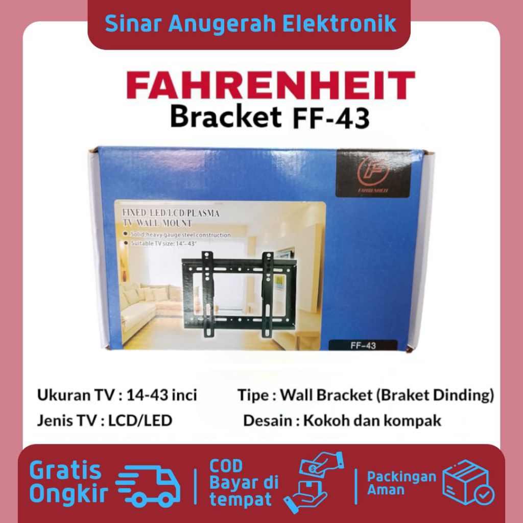 FAHRENHEIT FF-43 14-43 นิ้ว LED TV Bracket LED Wall Mount TV Support