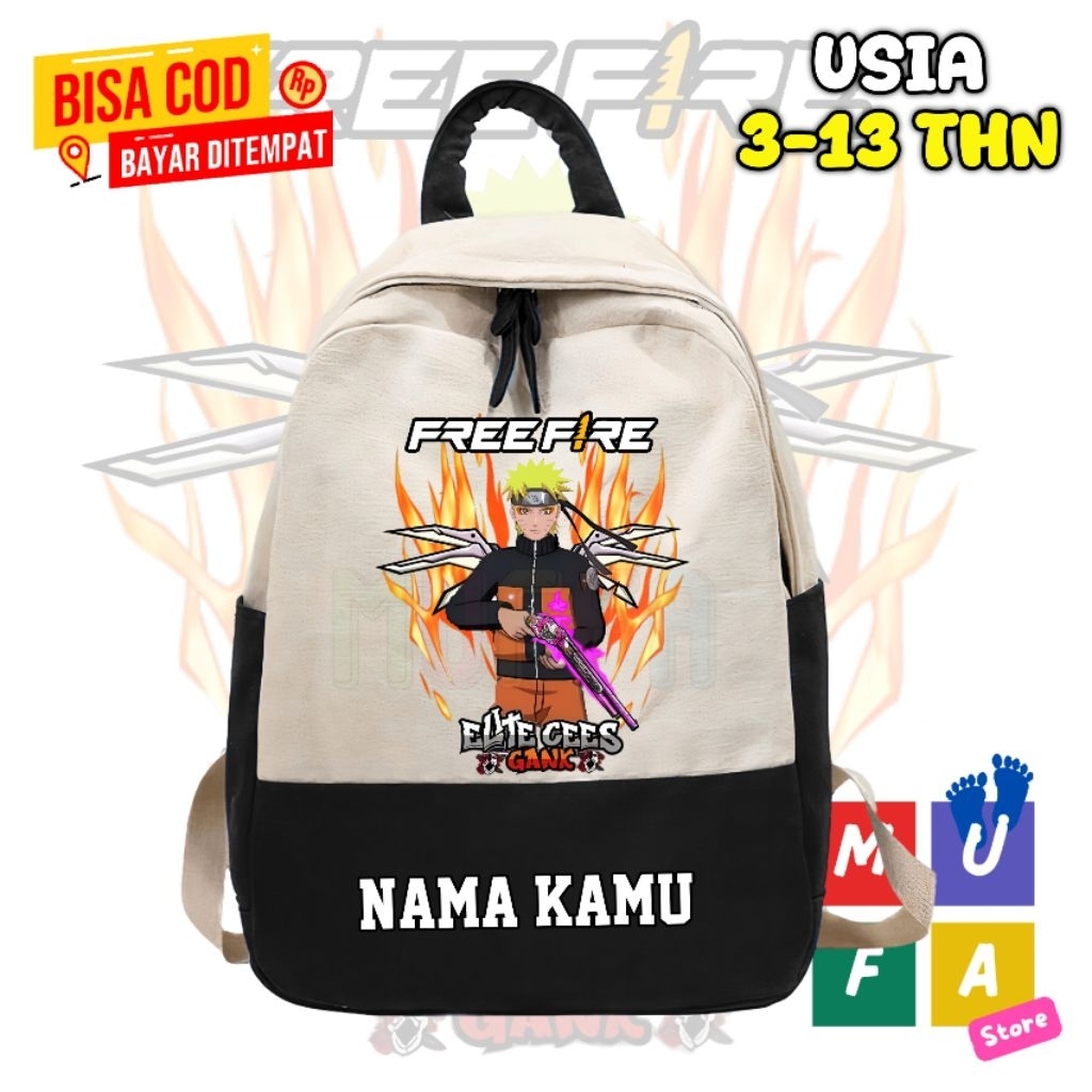 Freefire naruto elite cees gank Elementary School backpack / กระเป๋าเป้เด็ก ฟรีชื่อ