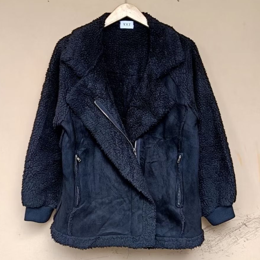 เสื้อแจ็คเก็ต ramones sherpa suede เสื้อโค้ทกันหนาว Yyt vintage สีดํา