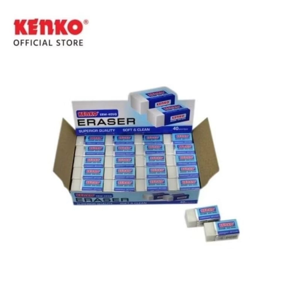 [BOX OF 40] KENKO ERW-40SQ WHITE ORIGINAL PENCIL ERASER
