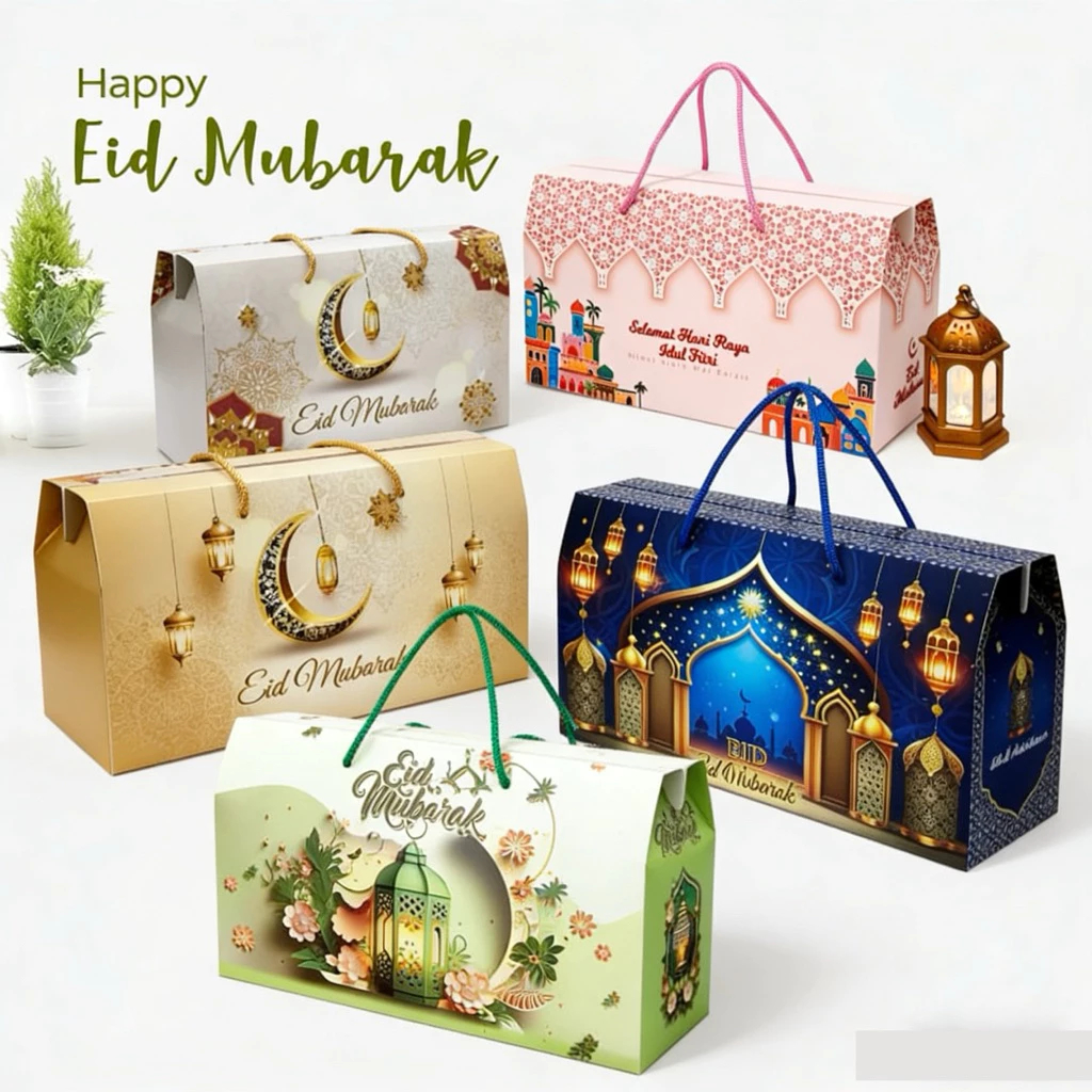 Eid Mubarak Gable Box ฟรีสายรัดและแขวน UK 29x10xH12.5 ซม. (1 แพ็ค มี 5 ชิ้น)