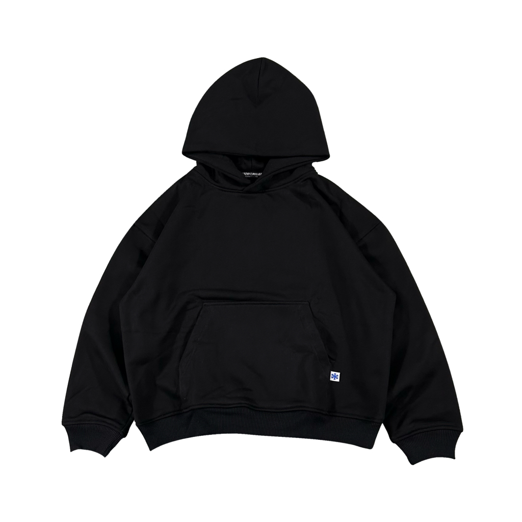 BLACK BOXY HOODIE BLANK PLAIN MOODDAY PROJECT