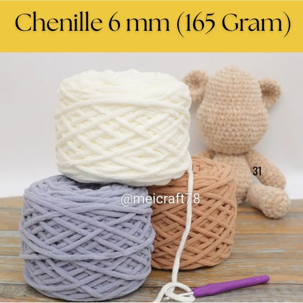 CHENILLE YARN 6 MM (165GR) / CHENILLE YARN / CHUNKY YARN / CROCHET YARN