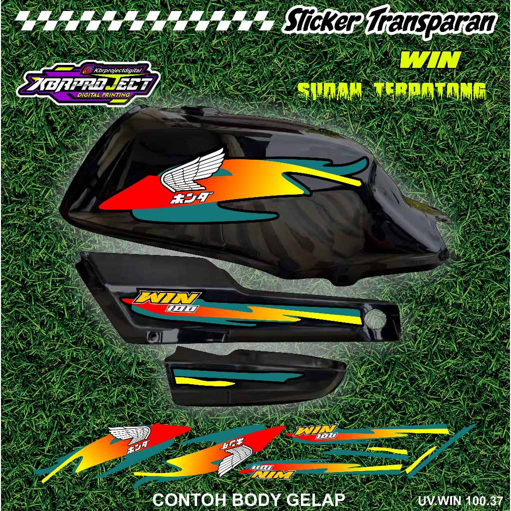 WIN 100 COOL PREMIUM TRANSPARENT สติ๊กเกอร์ HONDA RACING 37 สติ๊กเกอร์ LINES ALREADY CUT