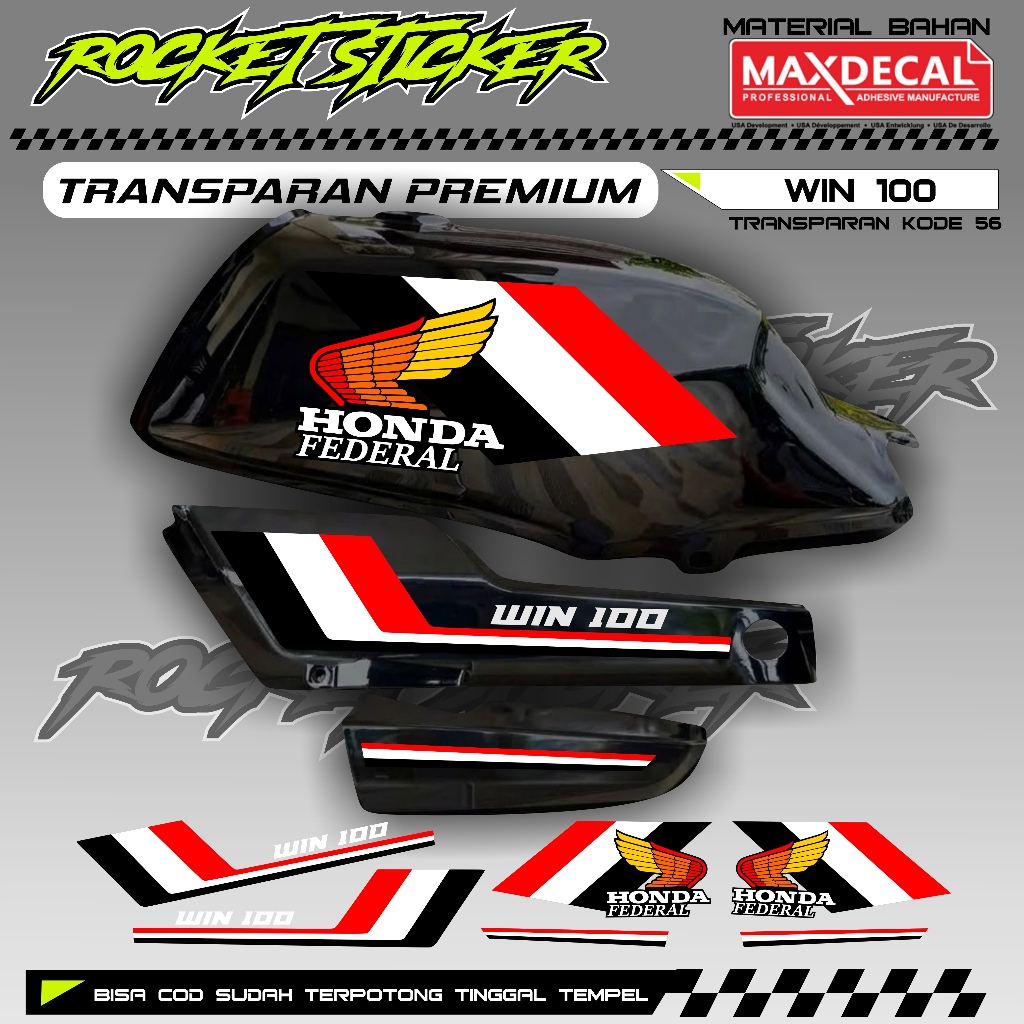 WIN Striping WIN สติกเกอร์ Variation WIN UV TRANSPARENT CODE 56 PREMIUM MAXDECAL MATERIAL