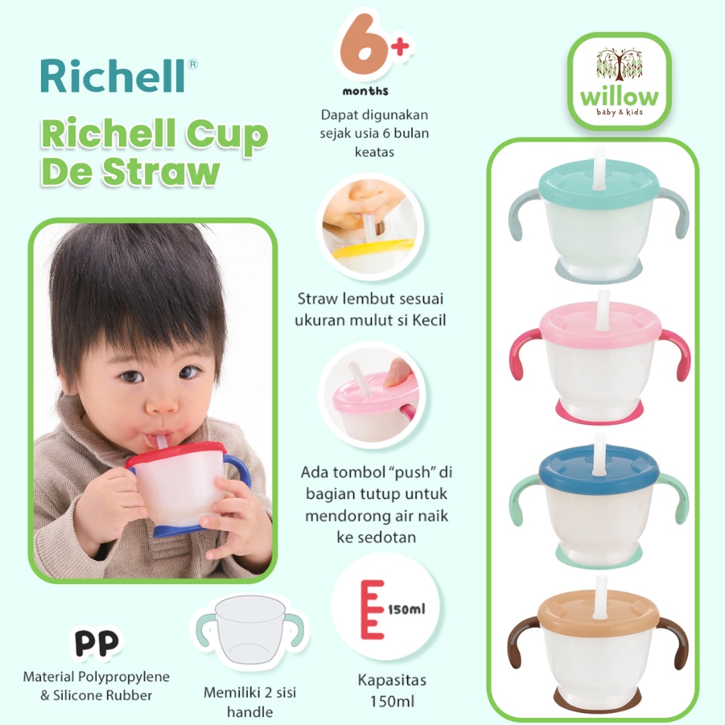 เครื่องมือป้อนอาหารเด็ก - Richell Cup De Straw Training R