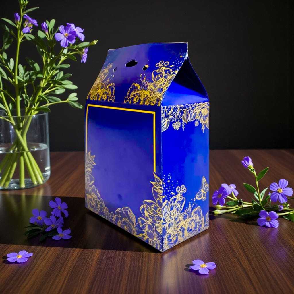 ถุงกระดาษ NAVY BLUE-GOLD BUTTERFLY BOWL TWOTONE 310GRAM 15x8x15