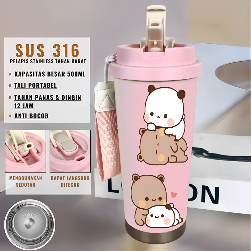 TERMOS Bubu Dudu Kawaii สแตนเลสสตีลแก้วกาแฟถ้วย 500 ML แก้วสูญญากาศ Thermos ถ้วยกาแฟ CUPLXSP0930