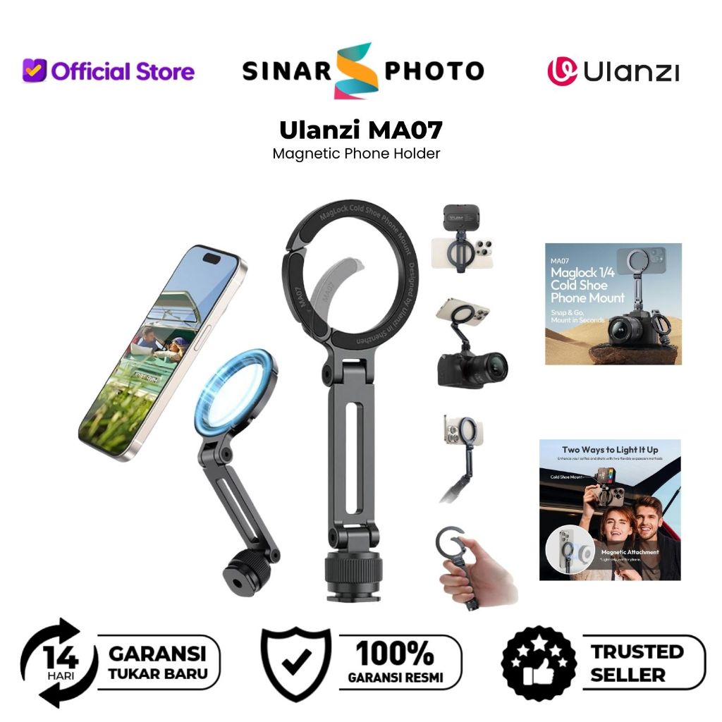 Ulanzi MA07 Maglock 1/4 Cold Shoe Phone Mount Magnetic Phone Holder สําหรับสมาร์ทโฟน Android & iPhon