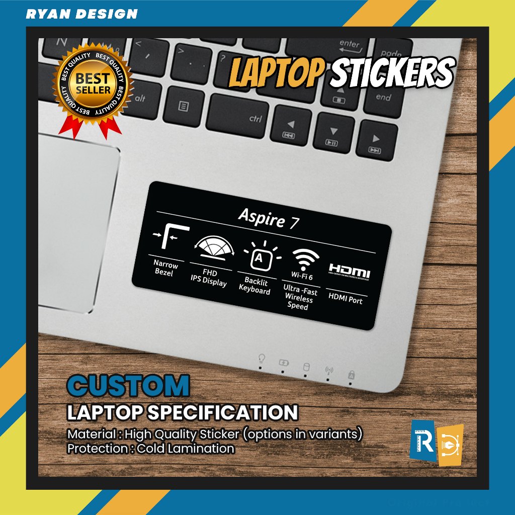 สติ๊กเกอร์โลโก้แล็ปท็อป Acer Aspire 7 แล็ปท็อปคุณสมบัติสติกเกอร์ข้อมูลจําเพาะ (Unofficial)