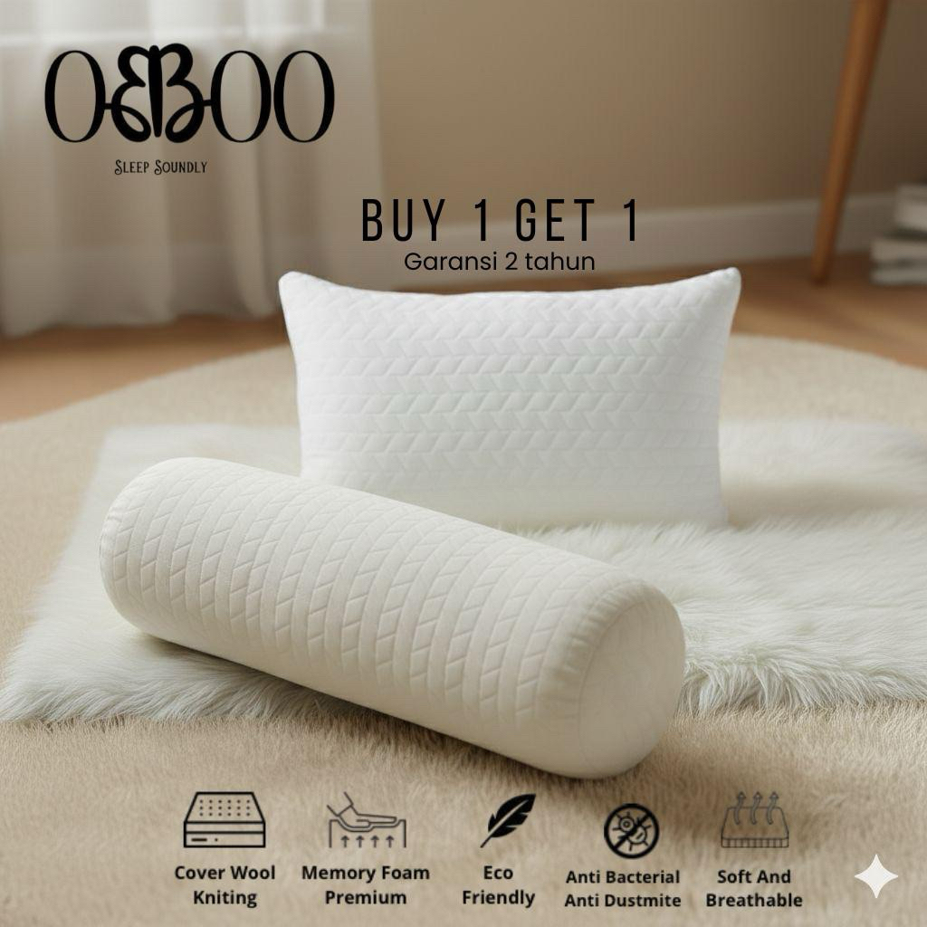 Obboo Sleep Soundly ซื้อ 1 แถม 1 - ซื้อ 1 แถม 1 (หมอนและหมอนข้าง) โฟมหน่วยความจําระดับพรีเมียม - ปกถ