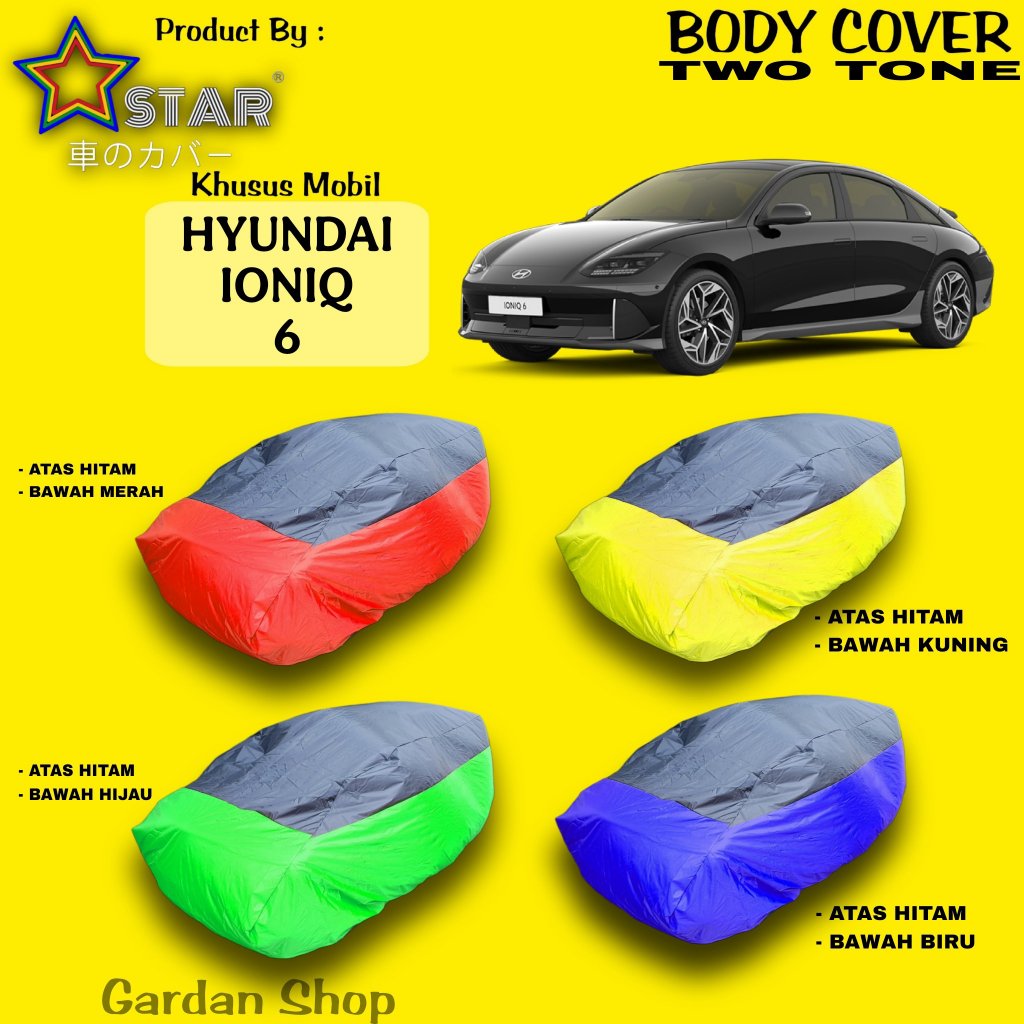HIJAU MERAH HYUNDAI IONIQ 6 Two Tone Black Car Cover Color Combine Body Cover HYUNDAI IONIQ 6 Dual C