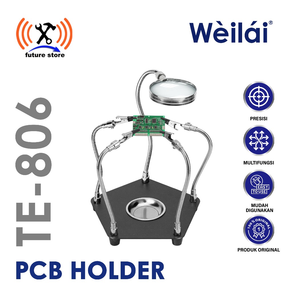 WEILAI PCB CLAMP & MAGNIFYING GLASS TE-806 ORIGINAL - MULTIFUNCTIONAL PCB HOLDER - PCB CLAMP HOLDER 