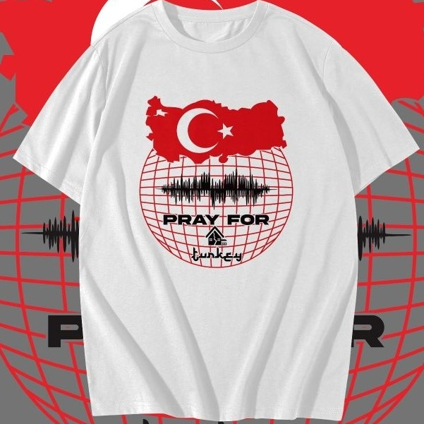 เสื้อยืด PRAY สําหรับ TURKEY HEART SOLIDARITY - TSHIRT I PRAY TURKEY TURKIYE SOLIDARITY TYPE 2