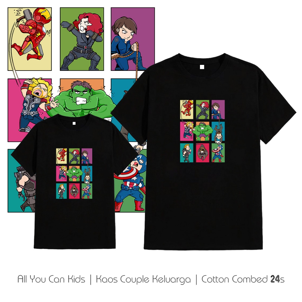 เสื้อยืดคู่รักครอบครัวสําหรับพ่อแม่และลูก | เสื้อยืด CHILDRENS | เสื้อยืดผ้าฝ้ายหวี 24ส | AVENGERS A