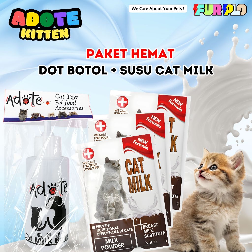 FURPLO 80ml Cat Milk Bottle Saving Package Complete Nutrition Silicone Kitten Milk