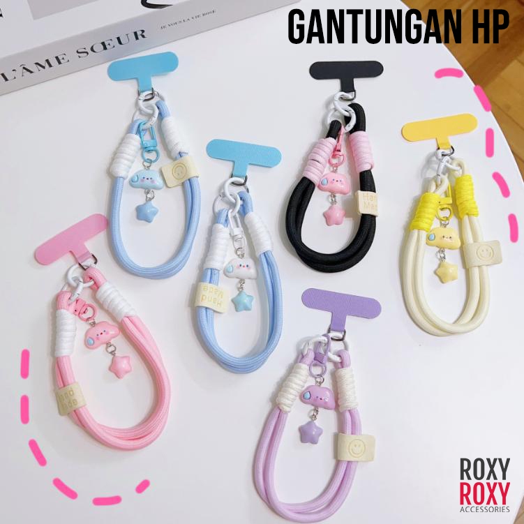 HP GANTUNGAN Aesthetic Phone Holder with Cute Cloud Motif, Phone Strap, Mobile Phone Chain, Short St