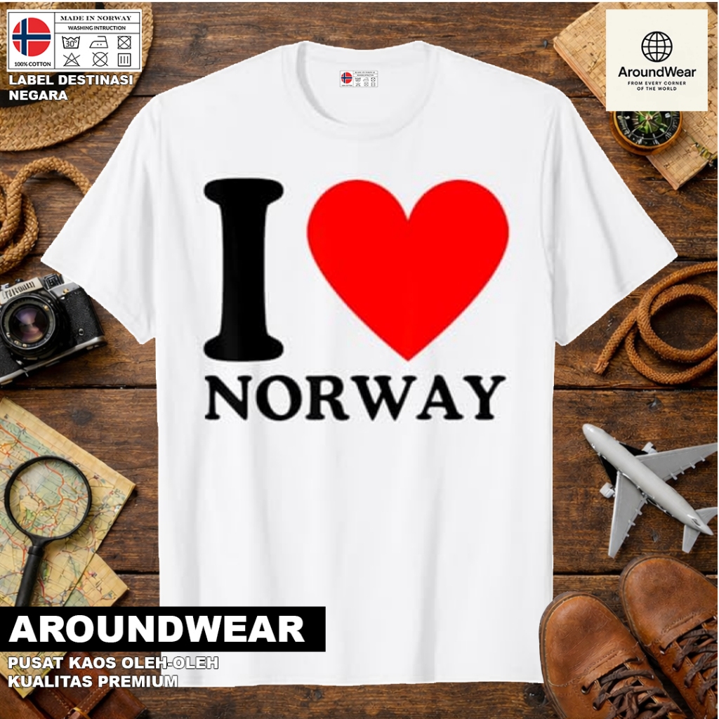เสื้อยืด NORWAY 18 SOUVENIR พร้อมแท็ก NATIONAL, NORWAY COTTON 30S, ของขวัญพรีเมี่ยม SOUVENIR