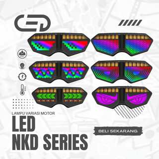 CED Lampu Belakang Motor LED RGB Demon Eye NKD | Lampu Sein + Rem Stoplamp | Universal AC/DC 8-80V | Super Terang 2000LM 20W 6500K