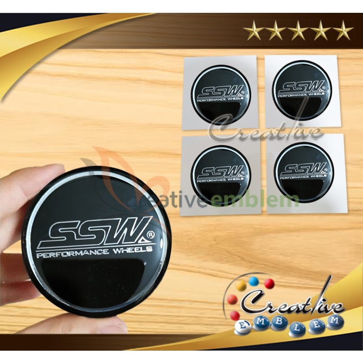 SSW ฝาครอบดุมล้อ สติ๊กเกอร์นูน 6 ถึง 8 ซม. (4 ชิ้น)