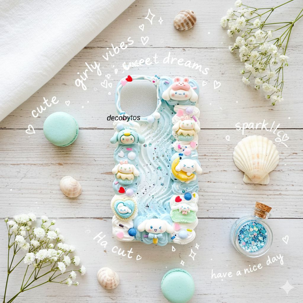 (decobytos) PRE-ORDER Decoden Phone Case Sanrio Cinnamoroll Sweet Dream สําหรับ HP Handmade Deco Cre