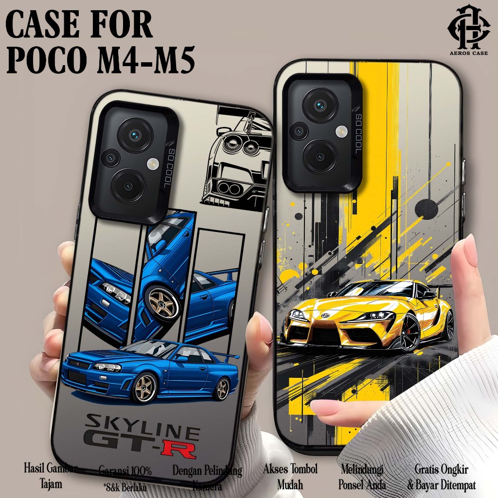 POCO M4 POCO M5 (CAR) Premium Matte Hard Casing IMD Polyคาร์บอเนต Softcase HP