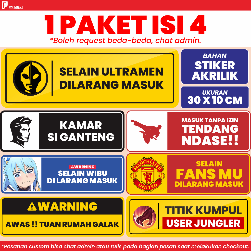 [1 แพ็คเกจ CONTENTTS 4] ULTRAMAN JAM SIGN BOARD STICKER ARE PROHIBITED, HANDSOME ROOM POINT JUNGLER 