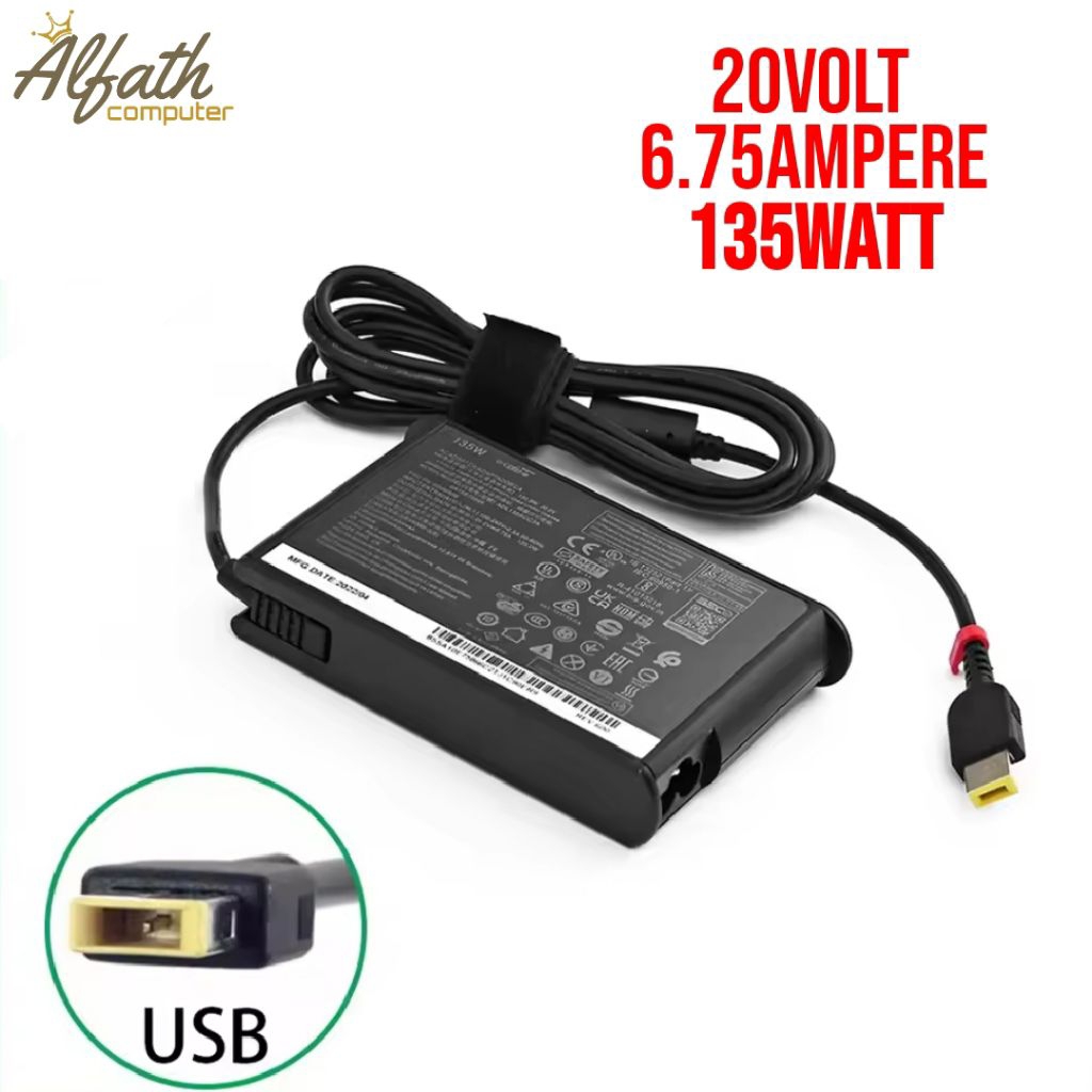 20V 6.75A 135W USB Adapter Charger Lenovo Y40-7O Y40-80 Y50-70 Y50-80 Y70-70 Y70-8O Y520-15 Y530-15