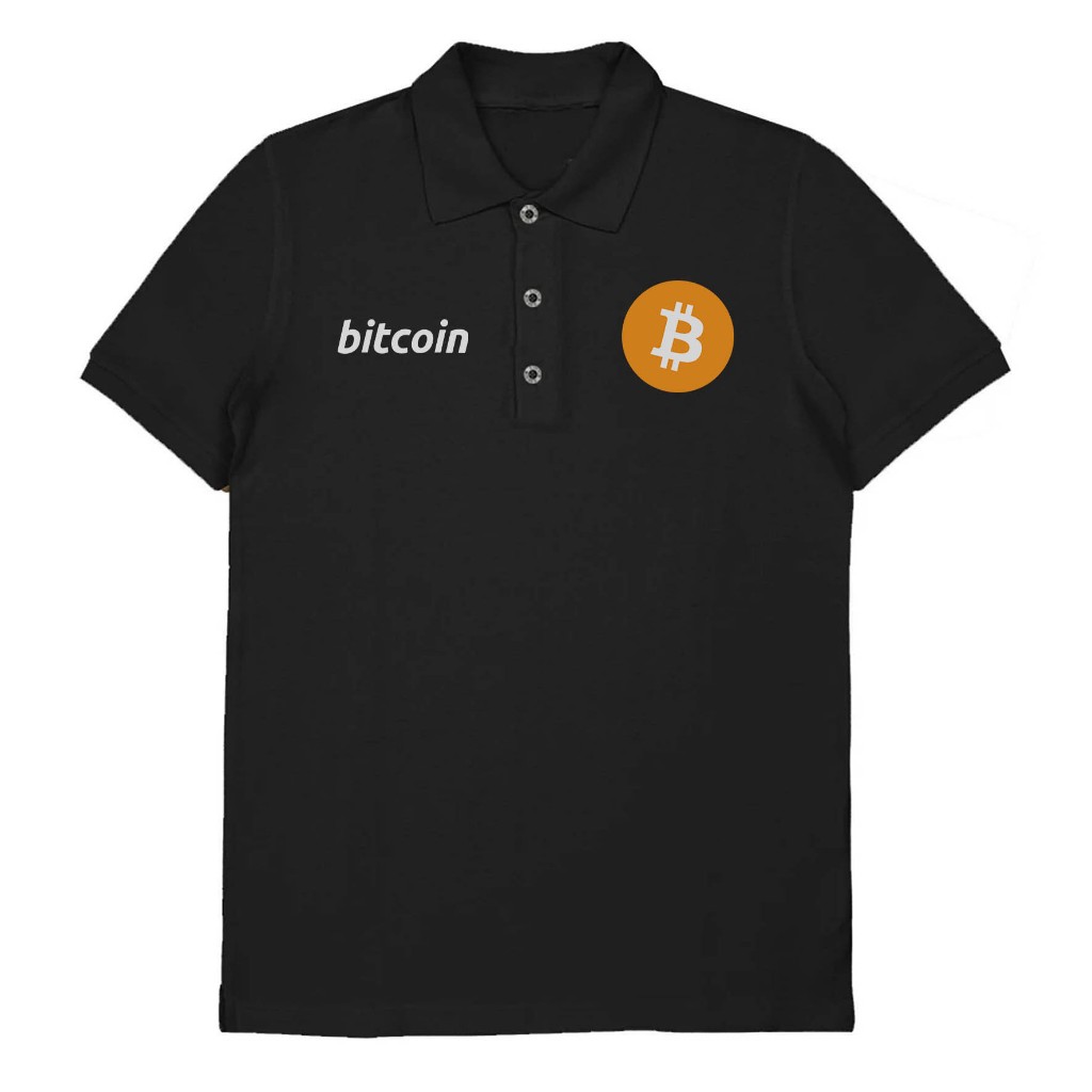 BTC Bitcoin Crypto เสื้อยืดคอปก เกรดพรีเมี่ยม