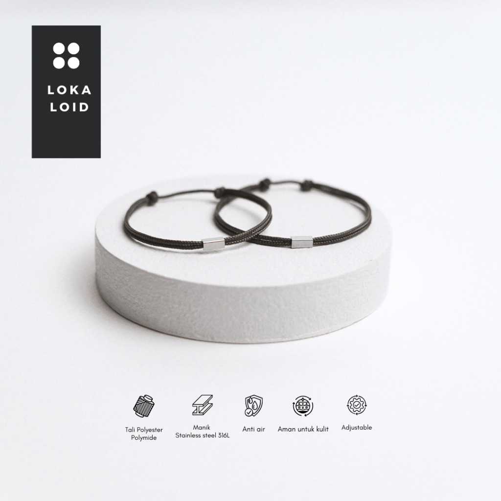 สร้อยข้อมือ Lokaloid Unity – สร้อยข้อมือคู่ Unisex Microcord Rope Premium Beam Mini Stainless Steel Anti-Rust Casual Simple Minimalist