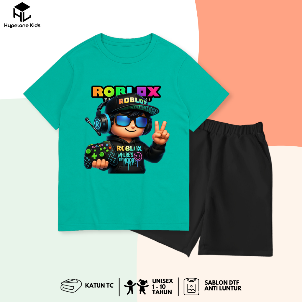 Hypelane - Roblox Gamer Game Character Distro ชุดเสื้อยืดสําหรับเด็กอายุ 1 - 10 ปี -PB