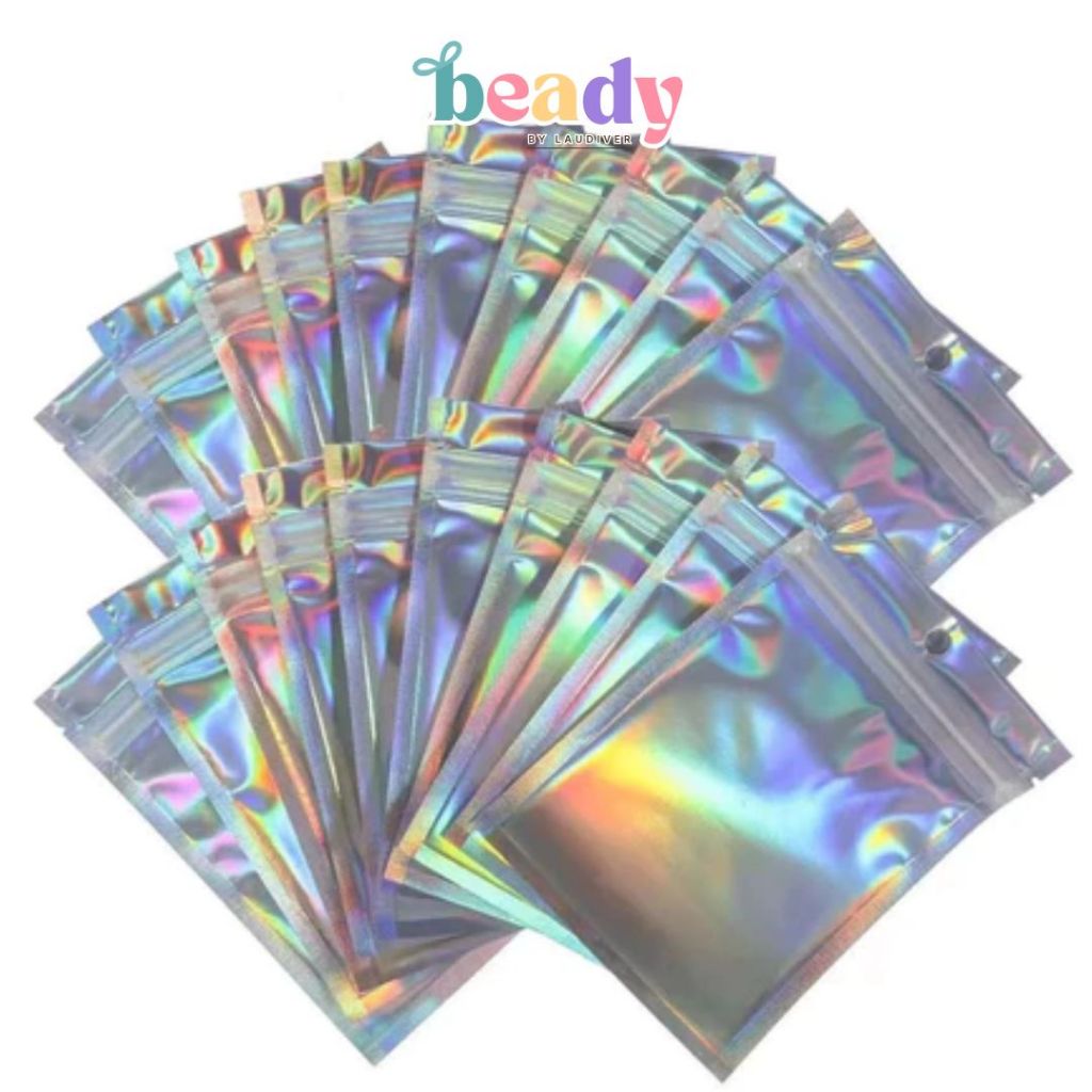 1 ชิ้นสี่เหลี่ยมผืนผ้า Ziplock Holo / Rainbow Color Ziplock Bag / คลิปพลาสติก / กระเป๋าซิป