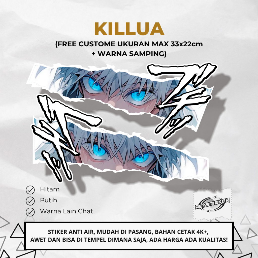 MATA Universal Peeling Sticker All Type Motor Print Cut Anime Eye Sticker Killua Model 2