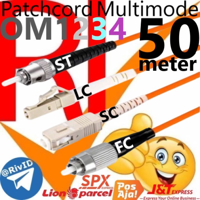 Patchcord 50m FC LC SC ST Multimode OM1 OM2 Om3 Om4 Patch Cord 50 เมตร Fiber Optic Multi Mode Simple