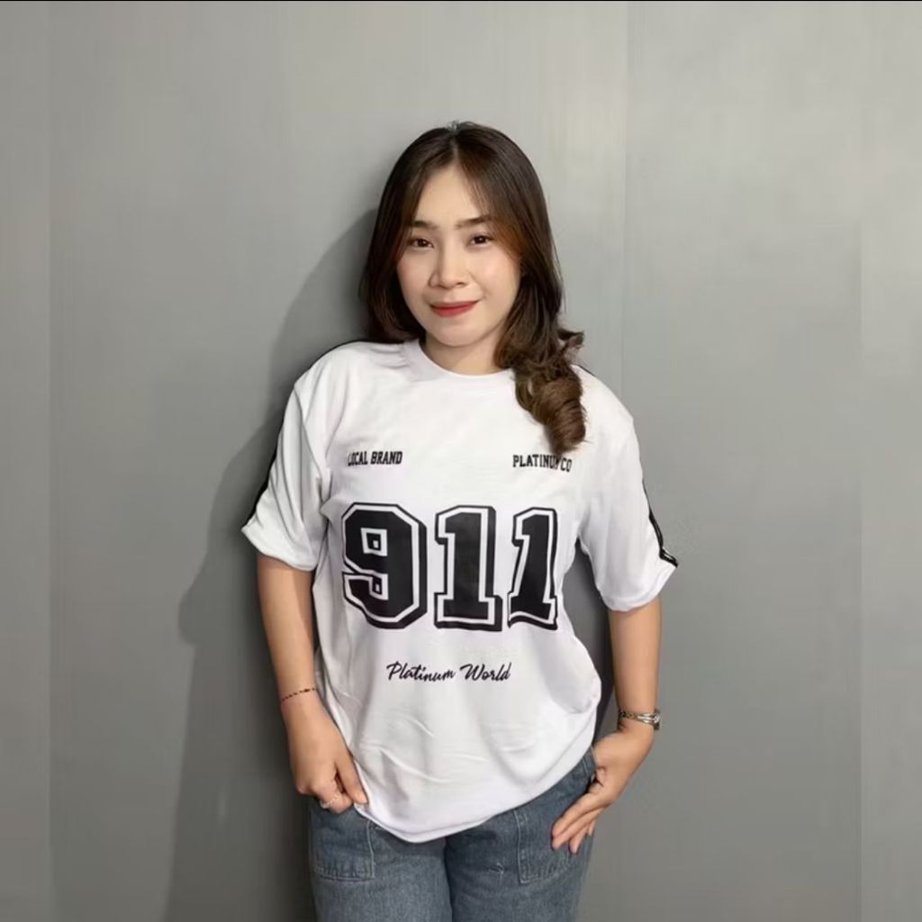 PLATINUM WORLD เสื้อยืด 911 เสื้อยืดผู้หญิงผู้ชาย Unisex