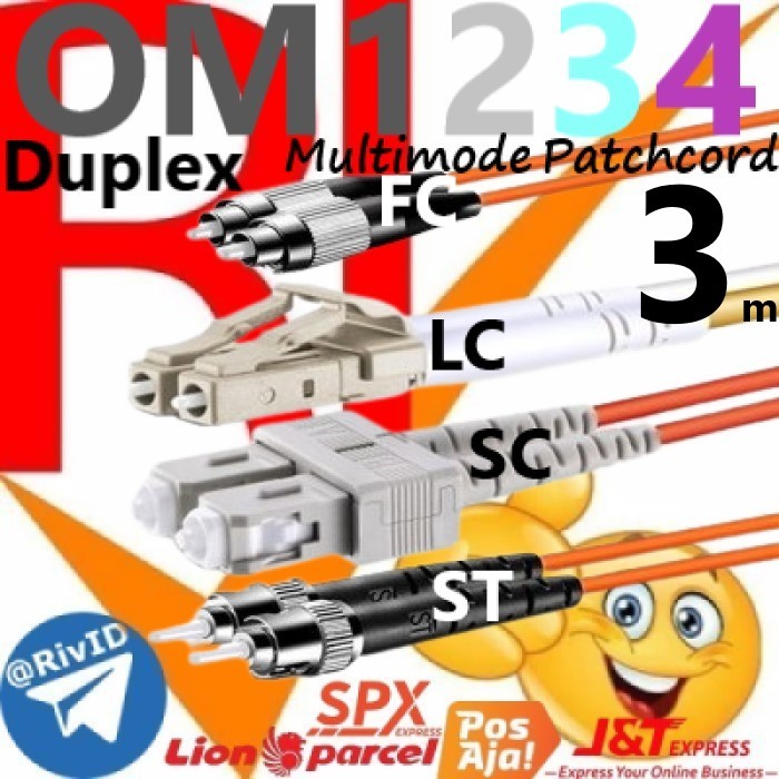 Patchcord Duplex 3m FC LC SC ST Multimode OM1 OM2 OM3 OM4 สายแพทช์ 3 เมตร Fiber Optic Multi Mode